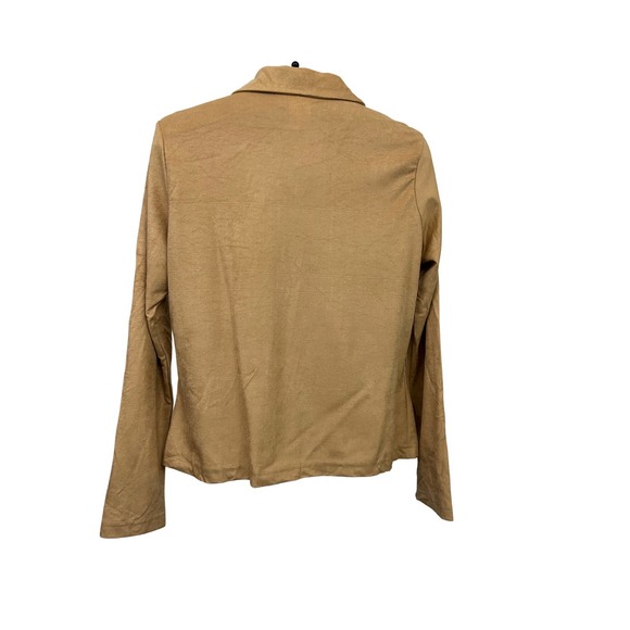 1990s NWT Jordache Tan Faux Suede Button Up Blouse Shirt / Women’s XL - Picture 5 of 5